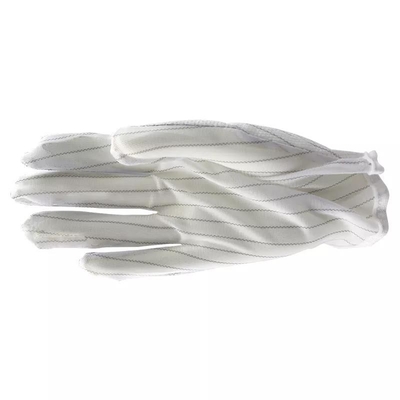 Luvas de trabalho estáticas do ESD da segurança da fibra branca de nylon do carbono da parte superior do plutônio do ESD anti para a sala de limpeza