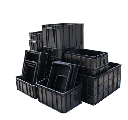 Preto plástico antiestático da caixa de escaninho de Tray Folding ESD da eletrônica com divisores