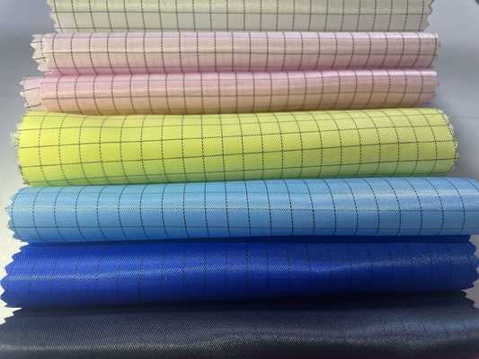 Tela confortável da tira do ESD 5mm do anti algodão estático de pouco peso do poliéster das telas do ESD para a anti roupa estática da sala de limpeza
