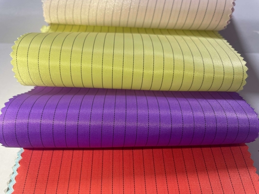 130GSM Antiestático ESD Poliéster 5mm Listrado Poliéster Carbono Tecido ESD