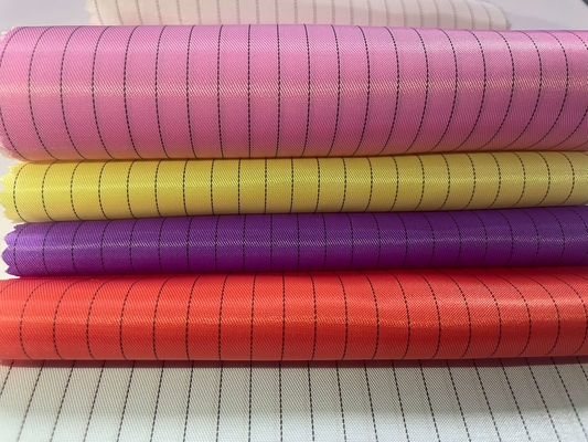 130GSM Antiestático ESD Poliéster 5mm Listrado Poliéster Carbono Tecido ESD