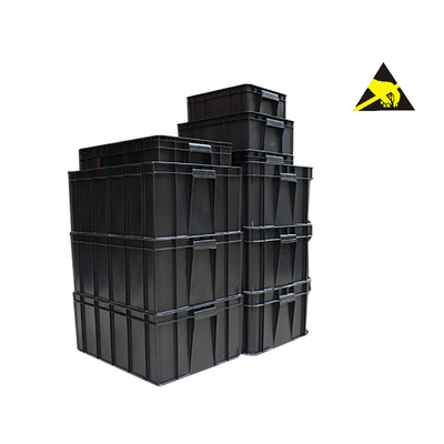 Caixa eletrônica plástica preta antiestática permanente do Esd Tote Conductive Carrying Caseesd Storage do recipiente do Esd com tampa