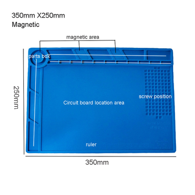 ESD azul não tóxico Mat Silicone Rubber Phone Mat de borracha com seção magnética