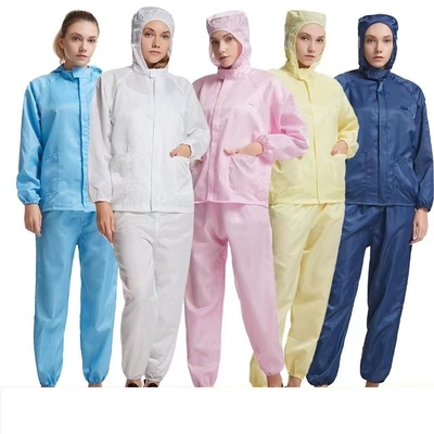 Costume estático do vestido da blusa do ESD do quarto desinfetado anti impermeável com luva longa