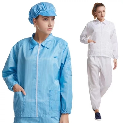 Costume estático do vestido da blusa do ESD do quarto desinfetado anti impermeável com luva longa