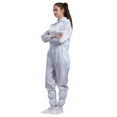 Fato-macaco estático do quarto desinfetado do fato-macaco do ESD do colar branco do suporte anti