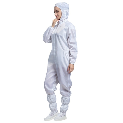 Fato-macaco estático do quarto desinfetado do fato-macaco do ESD do colar branco do suporte anti