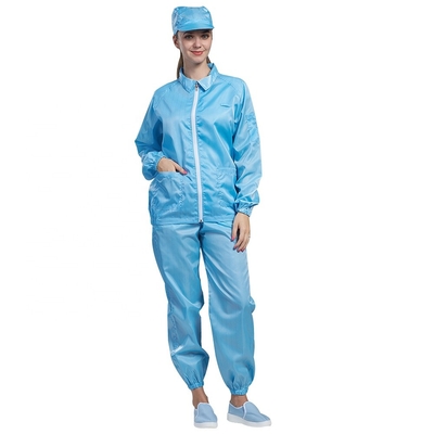 blusa estática do quarto desinfetado do algodão do poliéster dos vestuários da grade de 5mm anti