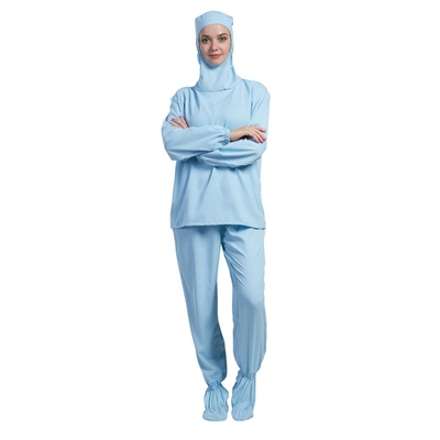 Calças longas da camisa da luva do anti Workwear estático encapuçado da sala de limpeza