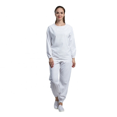 Vestuários estáticos cirúrgicos do hospital os anti usaram o vestido branco do algodão da luva longa