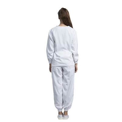 Vestuários estáticos cirúrgicos do hospital os anti usaram o vestido branco do algodão da luva longa