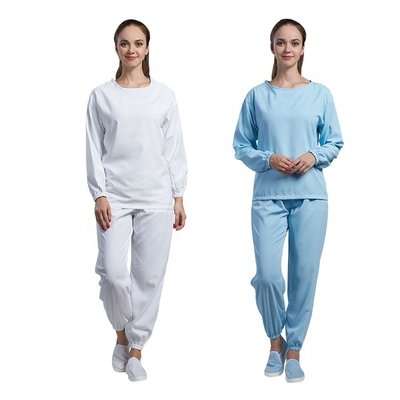 Vestuários estáticos cirúrgicos do hospital os anti usaram o vestido branco do algodão da luva longa