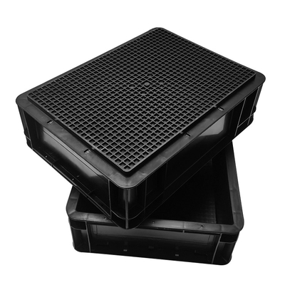 Caixas plásticas condutoras Tote Box corrugado antiestático preto do ESD