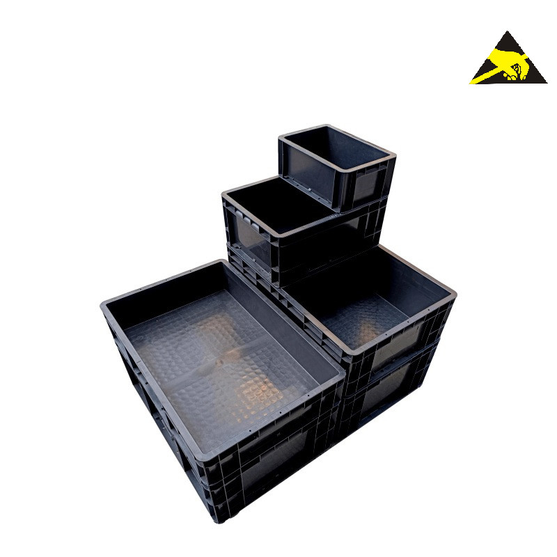 Caixa condutora de Eurostat Esd do recipiente da caixa de Tray Anti Static Memory Tool das peças do escaninho seguro preto pequeno CI do Esd com tampa